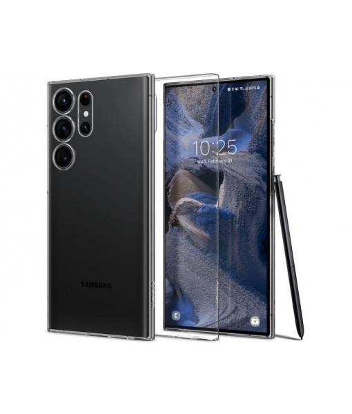 Husa Samsung Galaxy S23 Ultra, Spigen Air Skin, Slim, Transparent